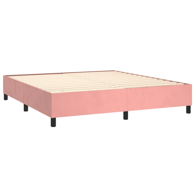 Boxspring met matras fluweel roze 180x200 cm