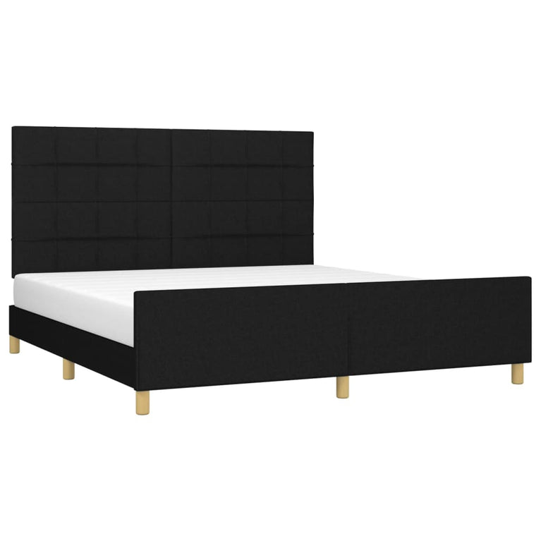 Bedframe met hoofdeinde stof zwart 160x200 cm