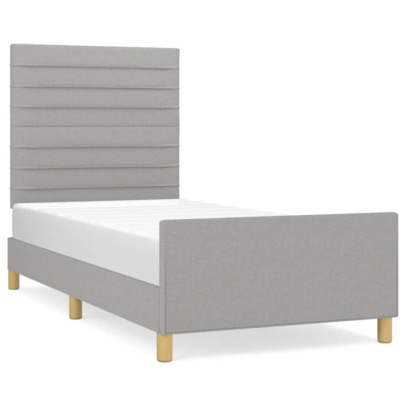 Bedframe met hoofdeinde stof lichtgrijs 90x190 cm