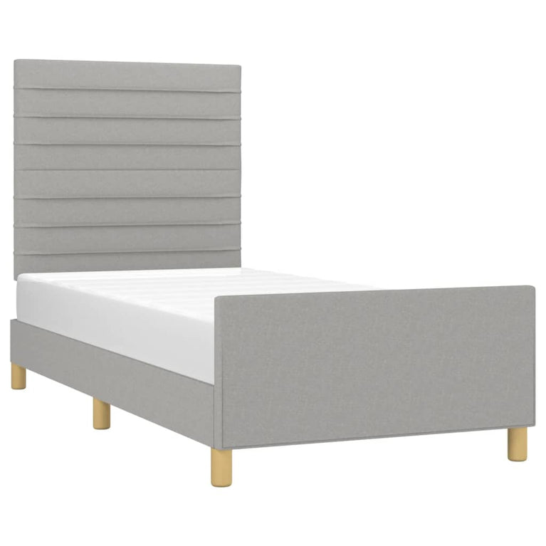 Bedframe met hoofdeinde stof lichtgrijs 90x190 cm