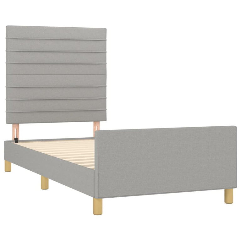 Bedframe met hoofdeinde stof lichtgrijs 90x190 cm