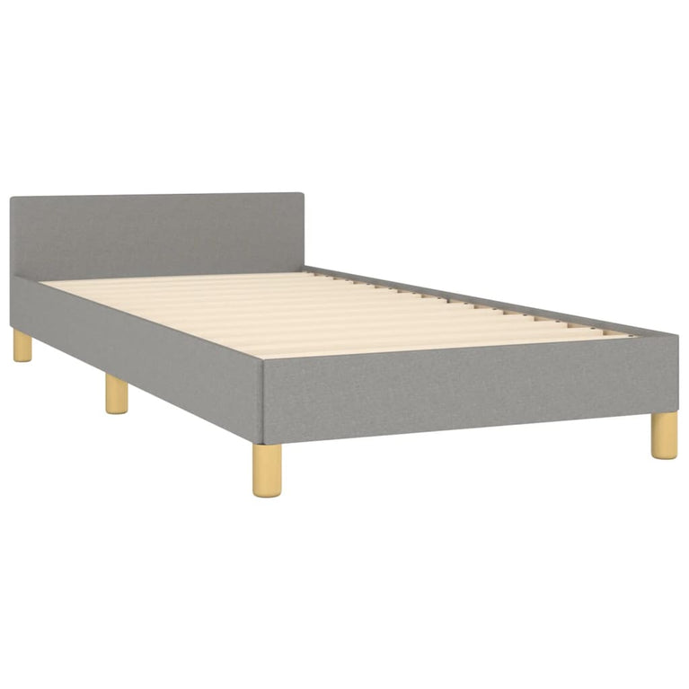 Bedframe met hoofdeinde stof lichtgrijs 90x190 cm