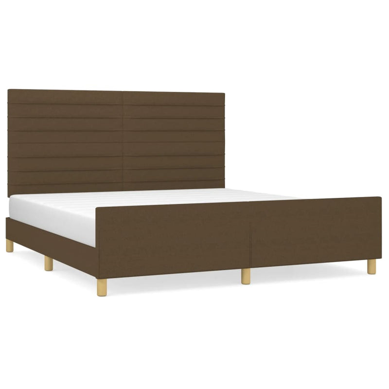 Bedframe met hoofdeinde stof donkerbruin 180x200 cm