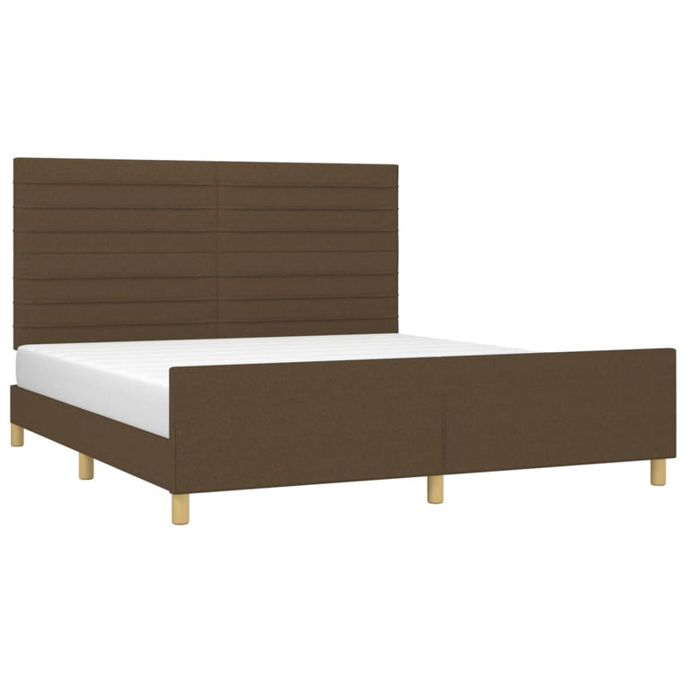 Bedframe met hoofdeinde stof donkerbruin 180x200 cm