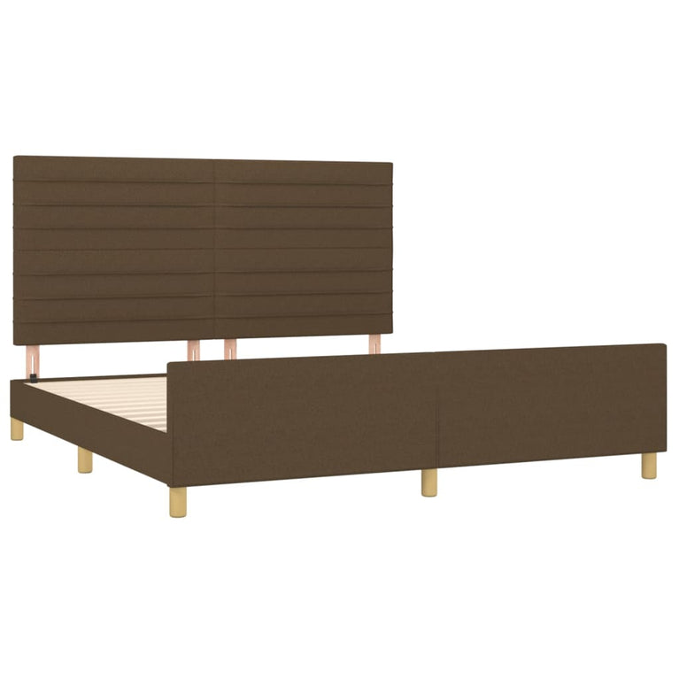 Bedframe met hoofdeinde stof donkerbruin 180x200 cm