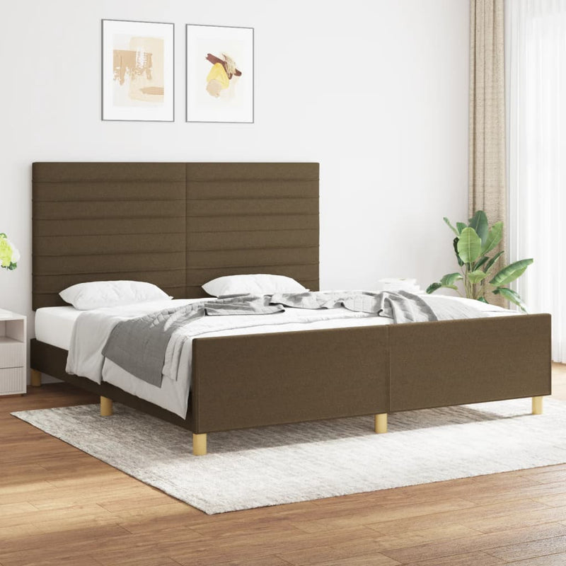 Bedframe met hoofdeinde stof donkerbruin 180x200 cm