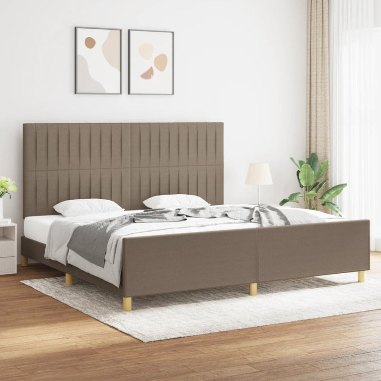 Bedframe met hoofdeinde stof taupe 200x200 cm