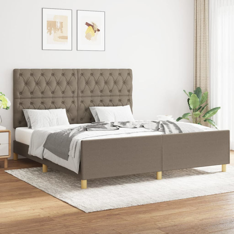 Bedframe met hoofdeinde stof taupe 160x200 cm