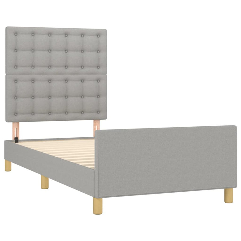 Bedframe met hoofdeinde stof lichtgrijs 90x190 cm