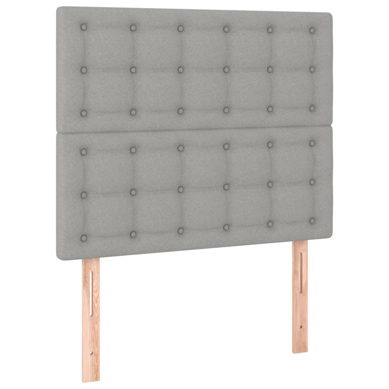 Bedframe met hoofdeinde stof lichtgrijs 90x190 cm