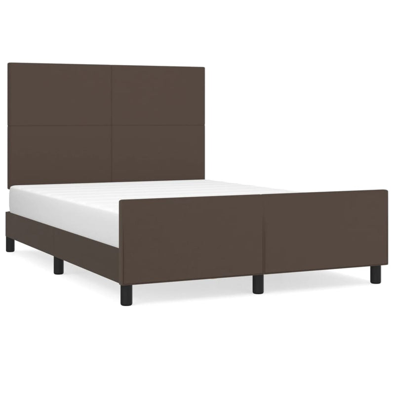 Bedframe met hoofdbord kunstleer bruin 140x200 cm