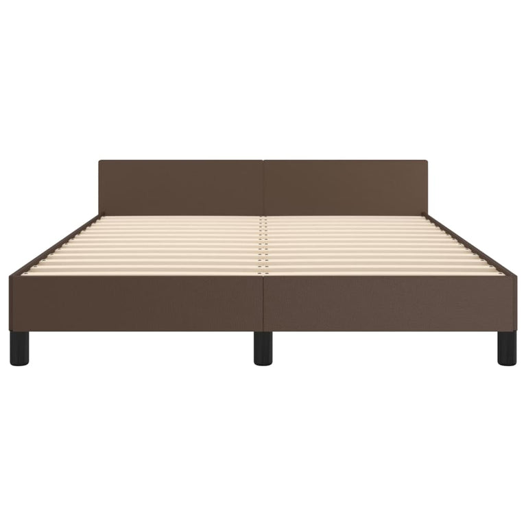 Bedframe met hoofdbord kunstleer bruin 140x200 cm