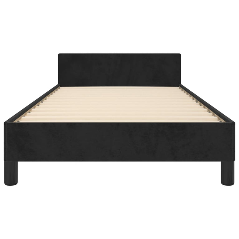 Bedframe met hoofdeinde fluweel zwart 90x200 cm
