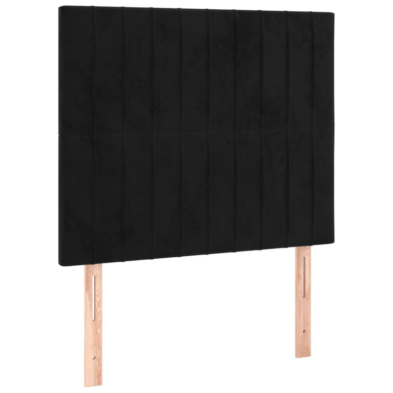 Bedframe met hoofdeinde fluweel zwart 90x200 cm