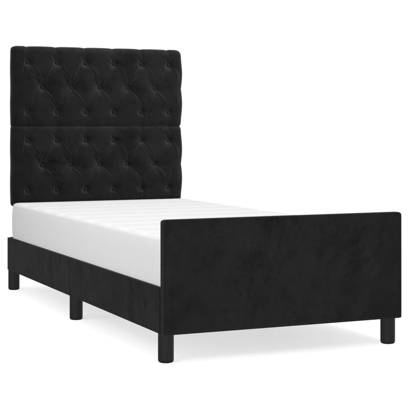 Bedframe met hoofdeinde fluweel zwart 80x200 cm