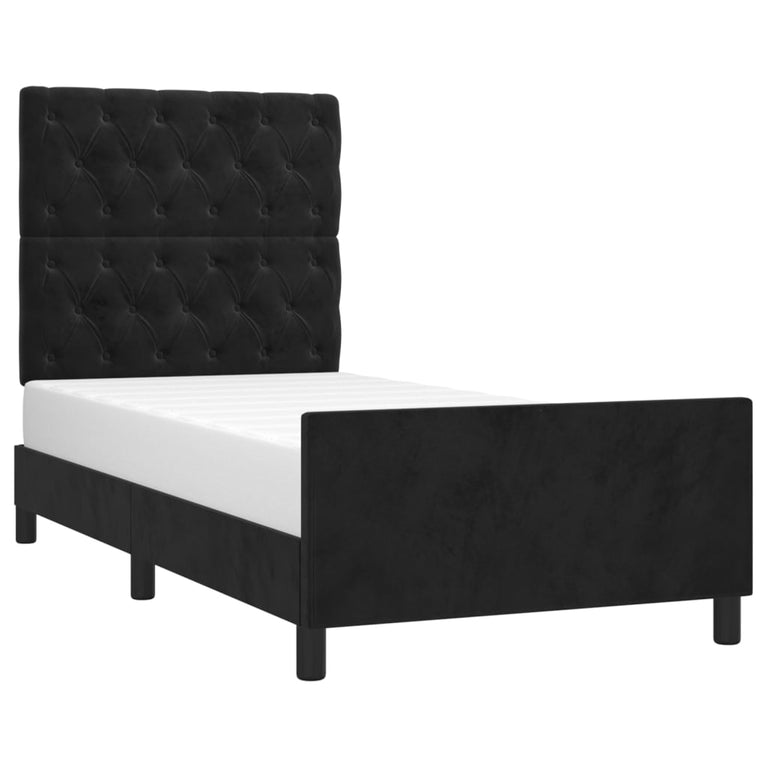 Bedframe met hoofdeinde fluweel zwart 80x200 cm