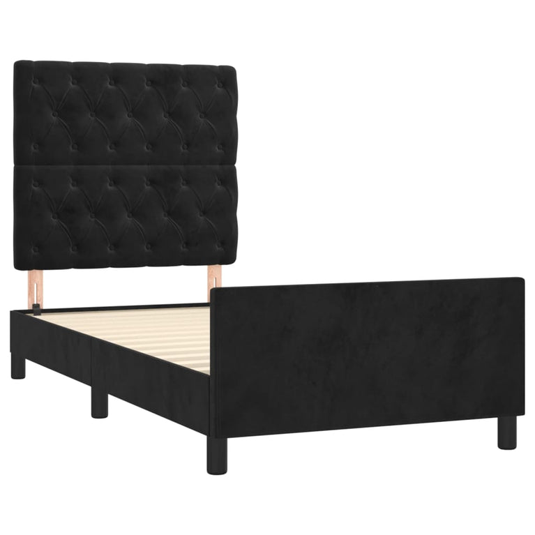 Bedframe met hoofdeinde fluweel zwart 80x200 cm