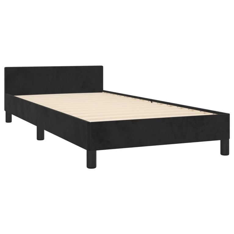 Bedframe met hoofdeinde fluweel zwart 80x200 cm