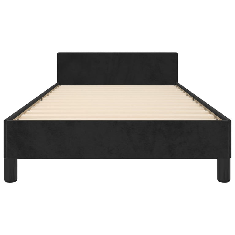 Bedframe met hoofdeinde fluweel zwart 80x200 cm