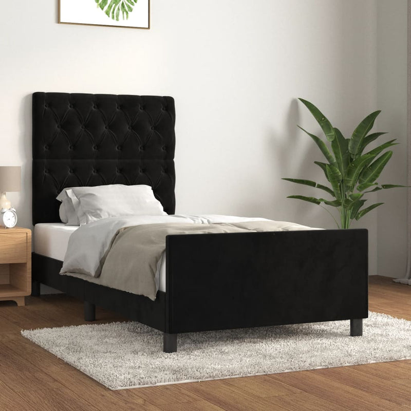 Bedframe met hoofdeinde fluweel zwart 80x200 cm