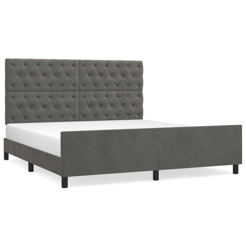 Bedframe met hoofdeinde fluweel donkergrijs 160x200 cm