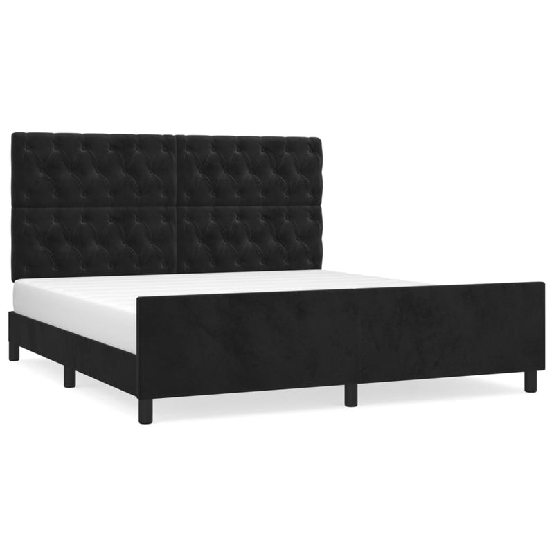 Bedframe met hoofdeinde fluweel zwart 160x200 cm