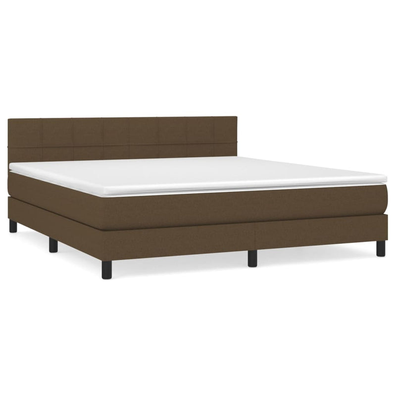 Boxspring met matras stof donkerbruin 160x200 cm
