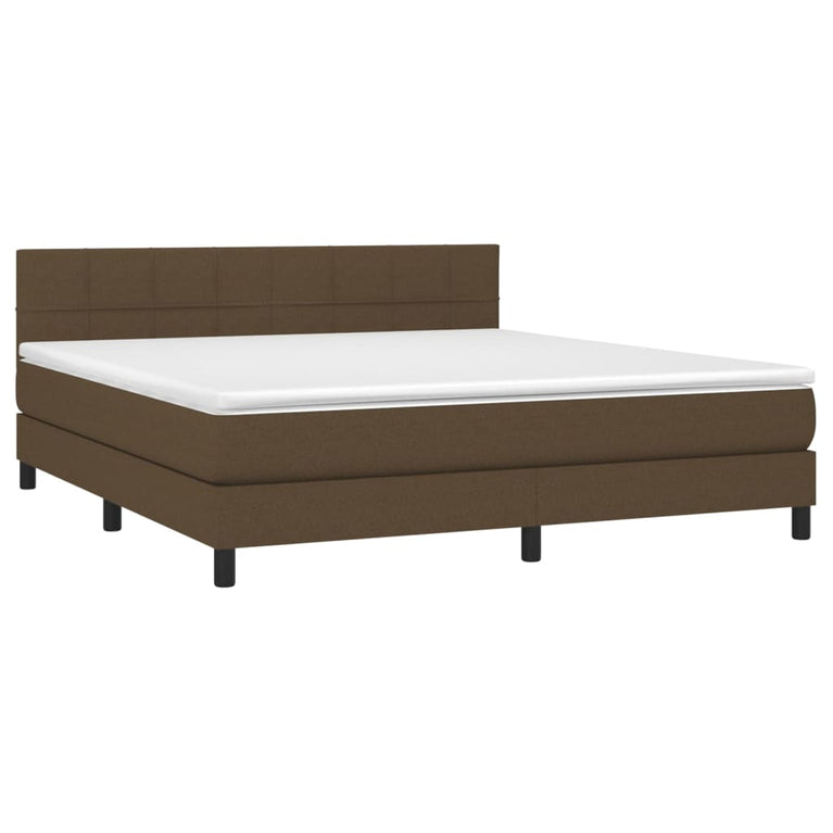 Boxspring met matras stof donkerbruin 160x200 cm