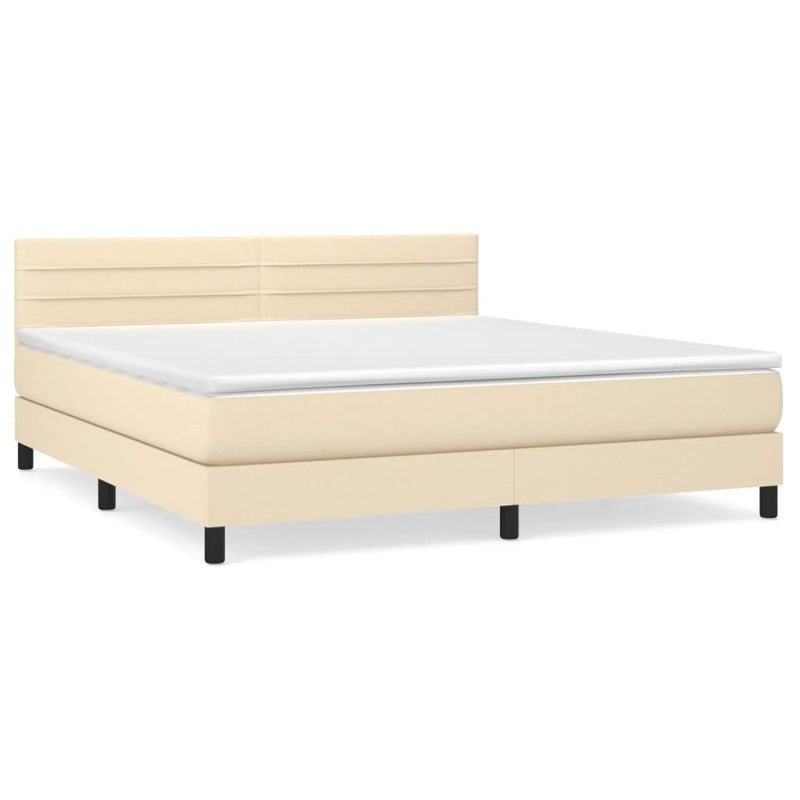 Boxspring met matras stof crèmekleurig 160x200 cm