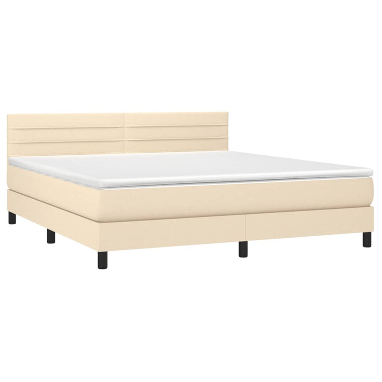 Boxspring met matras stof crèmekleurig 160x200 cm