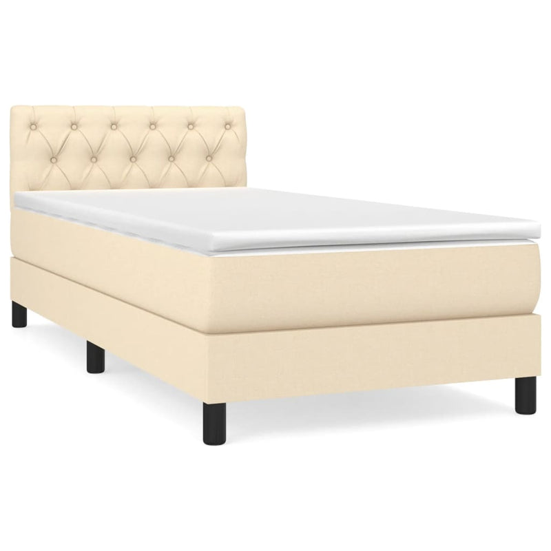 Boxspring met matras stof crèmekleurig 80x200 cm
