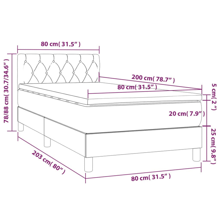 Boxspring met matras stof crèmekleurig 80x200 cm
