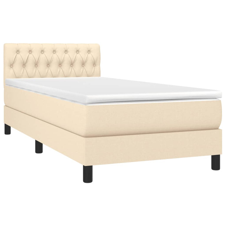Boxspring met matras stof crèmekleurig 90x200 cm
