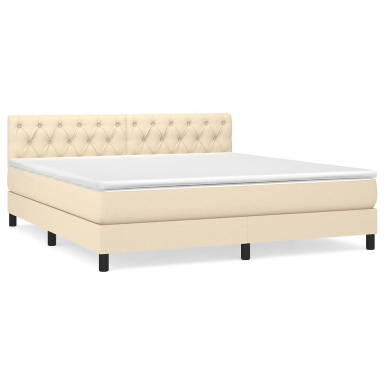 Boxspring met matras stof crèmekleurig 160x200 cm
