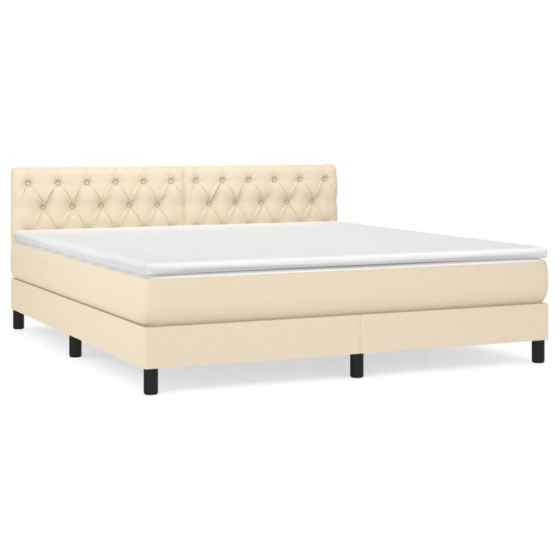 Boxspring met matras stof crèmekleurig 160x200 cm