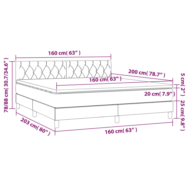 Boxspring met matras stof crèmekleurig 160x200 cm