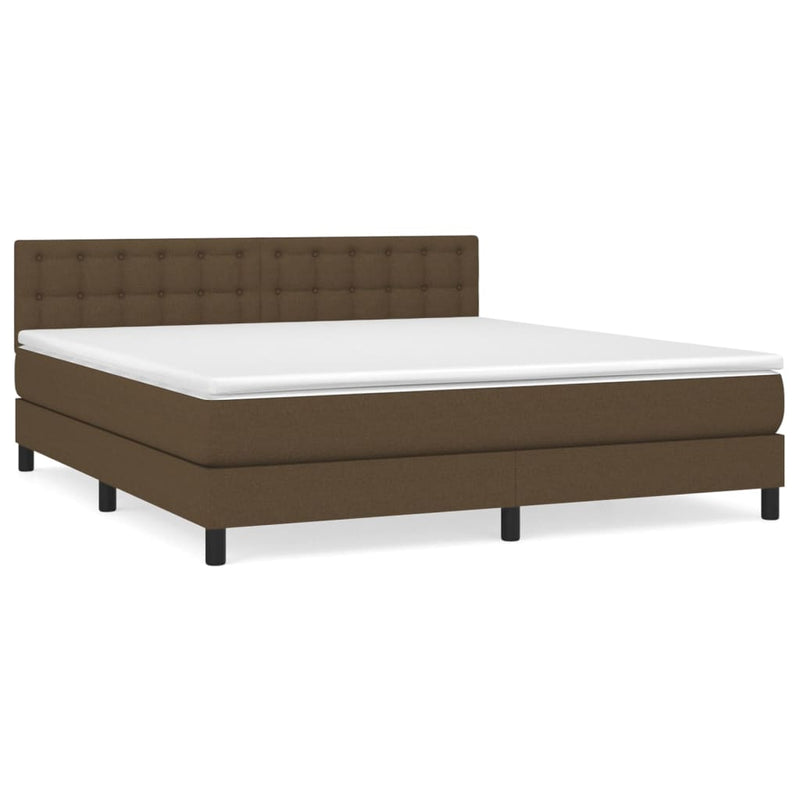 Boxspring met matras stof donkerbruin 160x200 cm