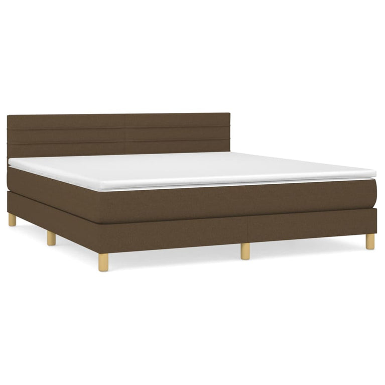 Boxspring met matras stof donkerbruin 160x200 cm