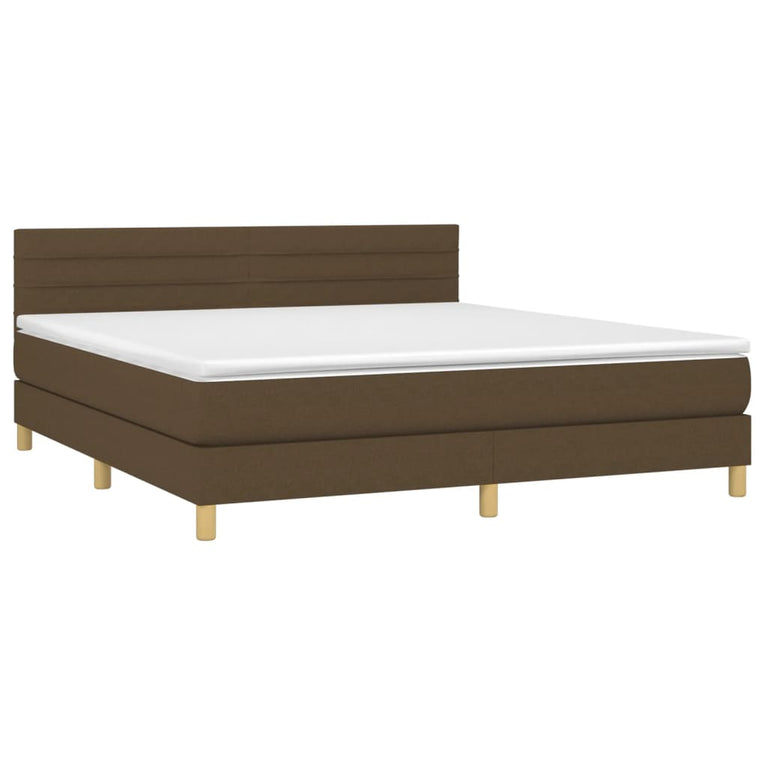 Boxspring met matras stof donkerbruin 160x200 cm