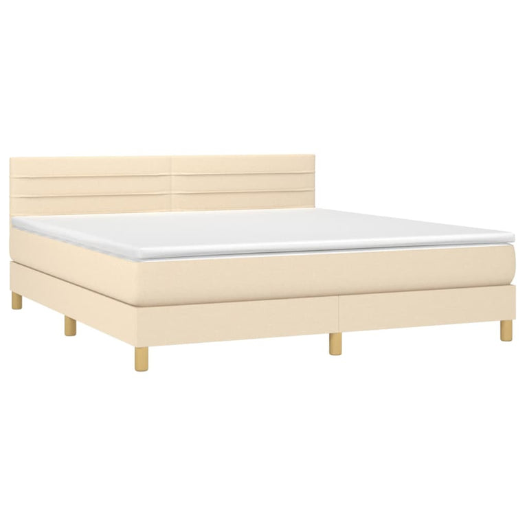 Boxspring met matras stof crèmekleurig 160x200 cm