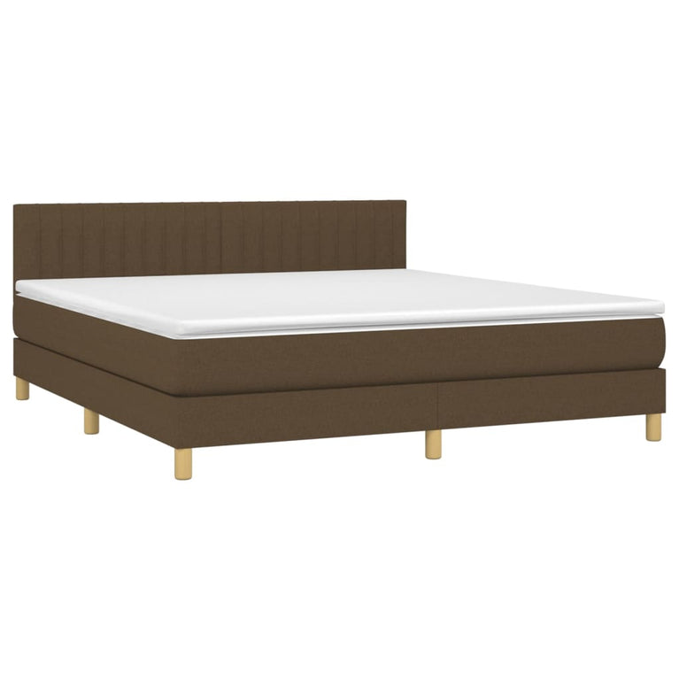 Boxspring met matras stof donkerbruin 160x200 cm