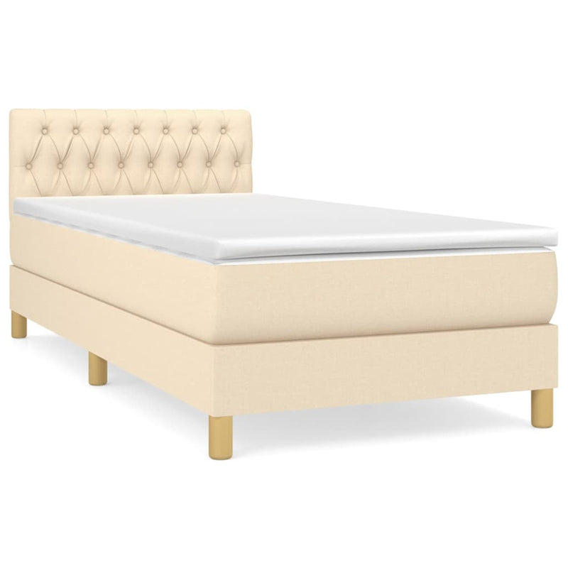 Boxspring met matras stof crèmekleurig 90x200 cm