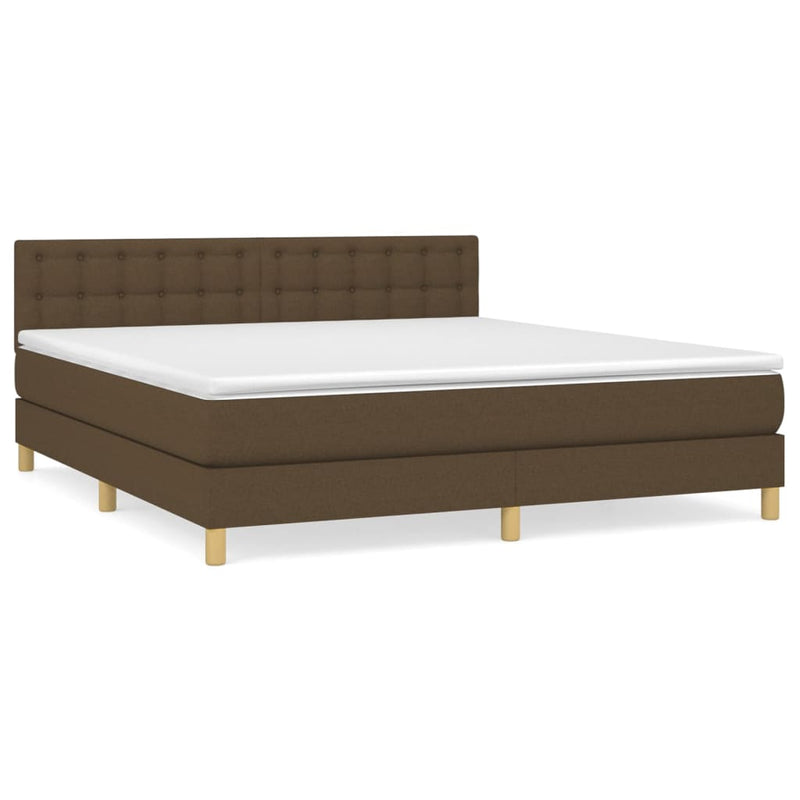 Boxspring met matras stof donkerbruin 160x200 cm
