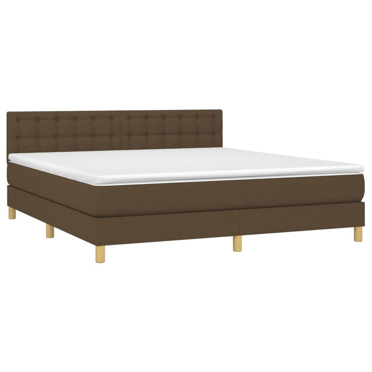 Boxspring met matras stof donkerbruin 160x200 cm
