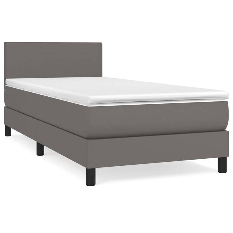 Boxspring met matras kunstleer grijs 90x190 cm