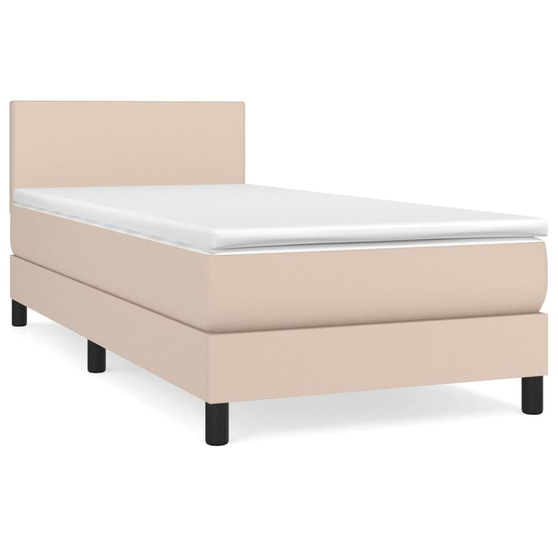 Boxspring met matras kunstleer cappuccinokleurig 90x190 cm