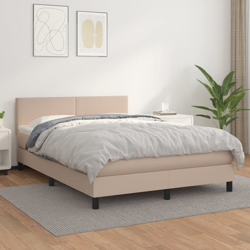Boxspring met matras kunstleer cappuccinokleurig 140x200 cm
