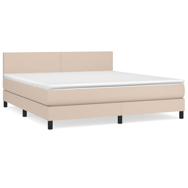 Boxspring met matras kunstleer cappuccinokleurig 160x200 cm