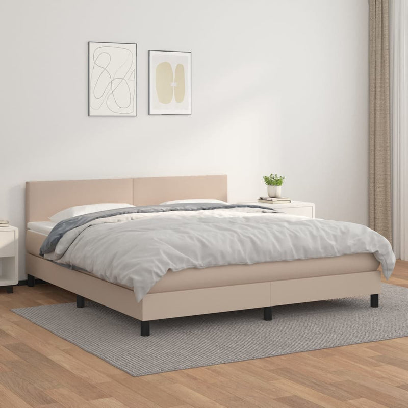 Boxspring met matras kunstleer cappuccinokleurig 180x200 cm