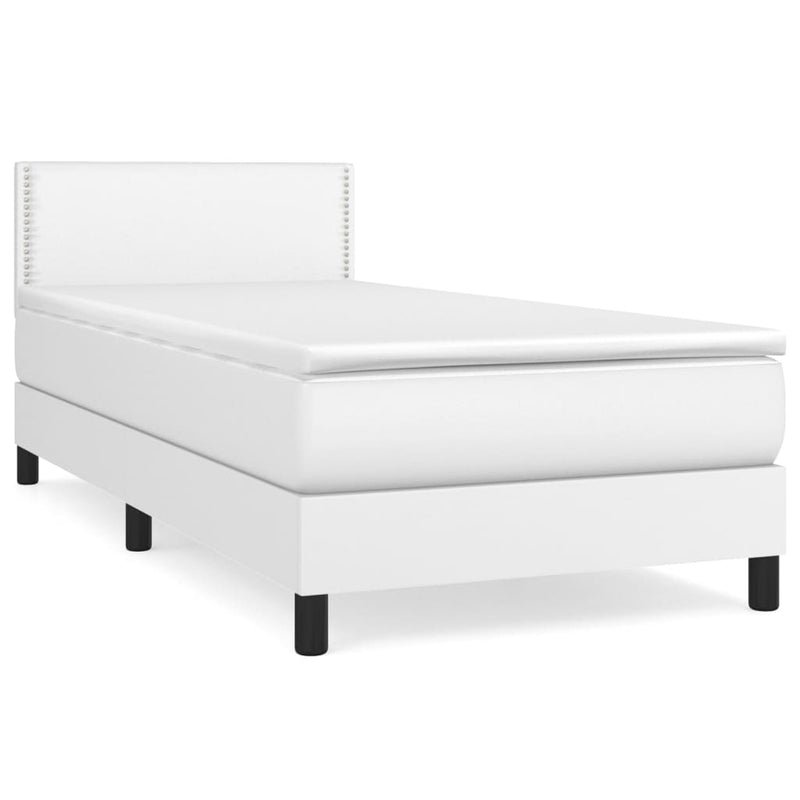 Boxspring met matras kunstleer wit 90x190 cm